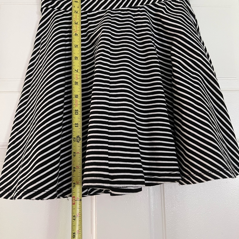 SO Black and White Striped Skater Skirt
